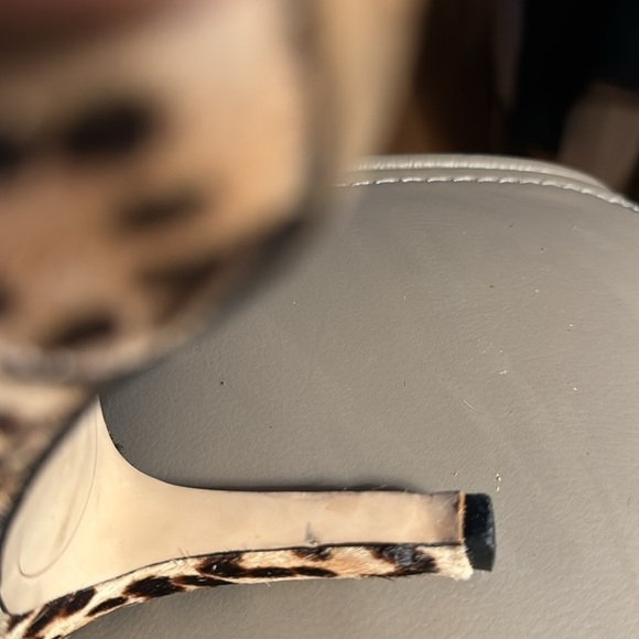 Sam Edelman Olette sand animal print leopard fur ankle boots heels Sz 8 1/2 - Picture 15 of 15